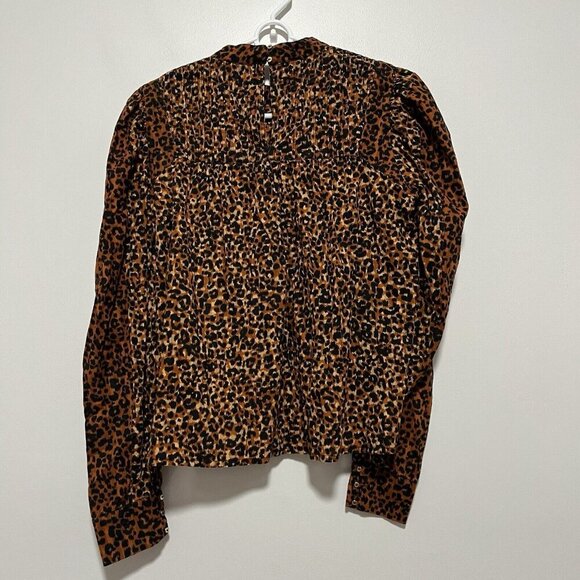 Ulla Johnson‎ Vesna Pintucked Leopard Print Puff Sleeve Cotton Blouse Size 4 - Picture 8 of 10